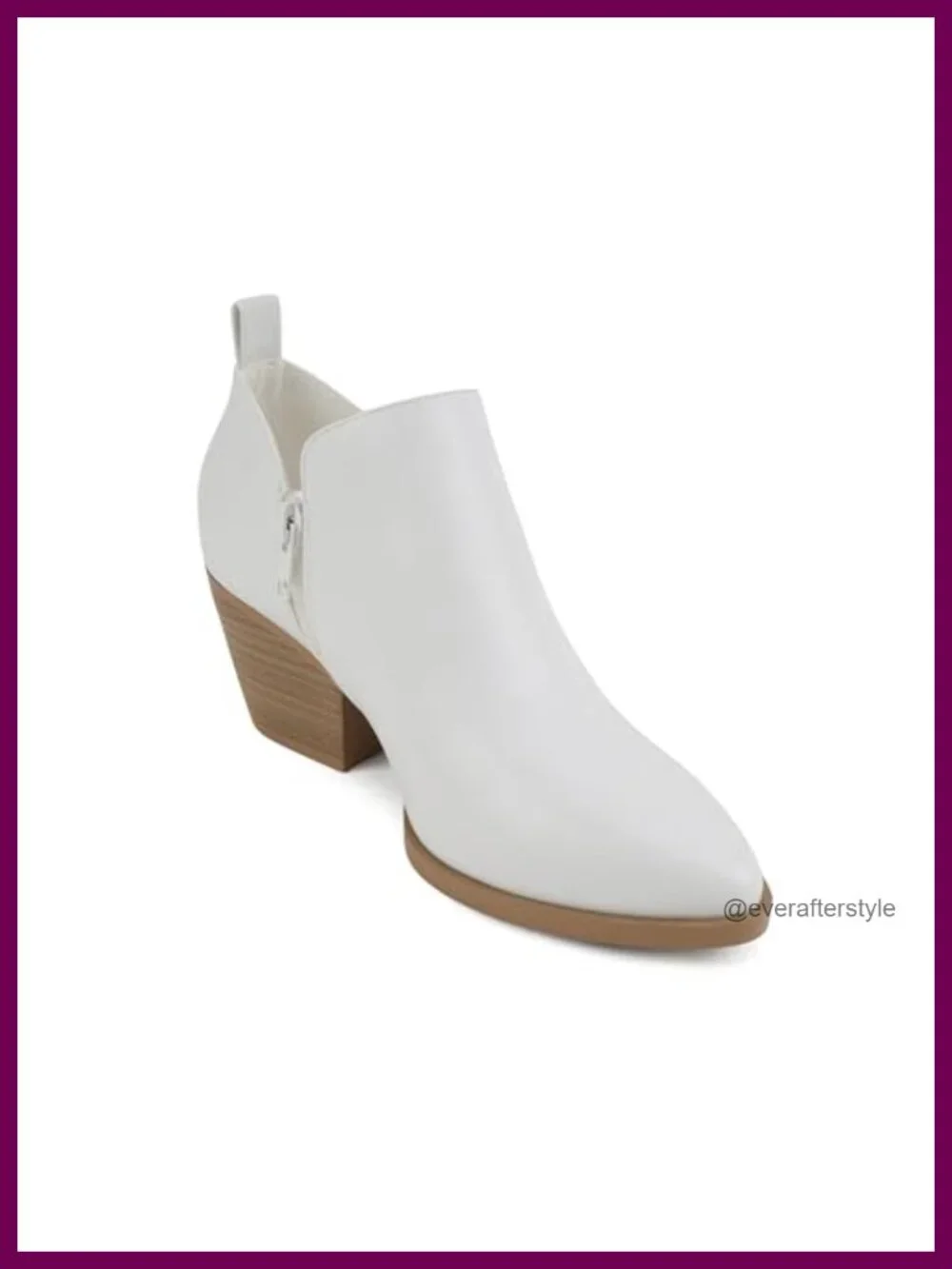 V Cut Stacked Chunky Low Heel Ankle Boot Bootie Side Zipper